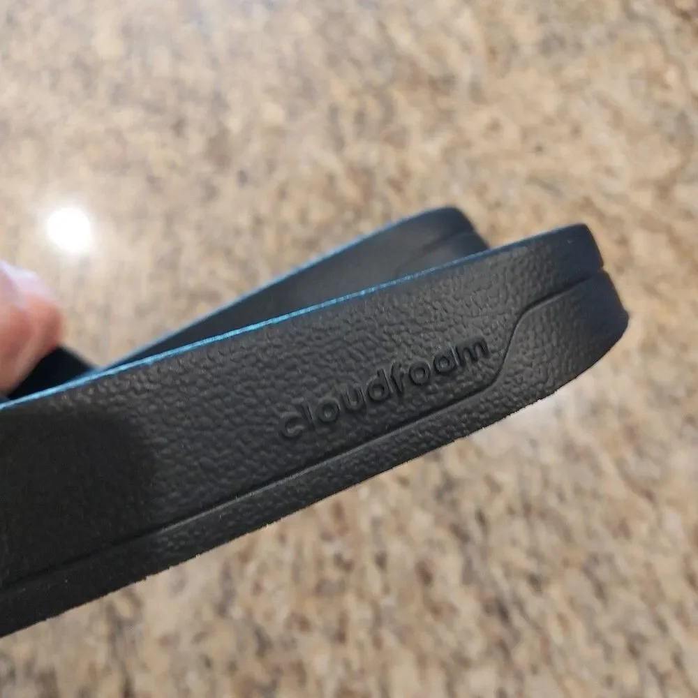 Adidas Adilette Cloudfoam Shower Slides - Core Black / Cloud White NWT Men's 13